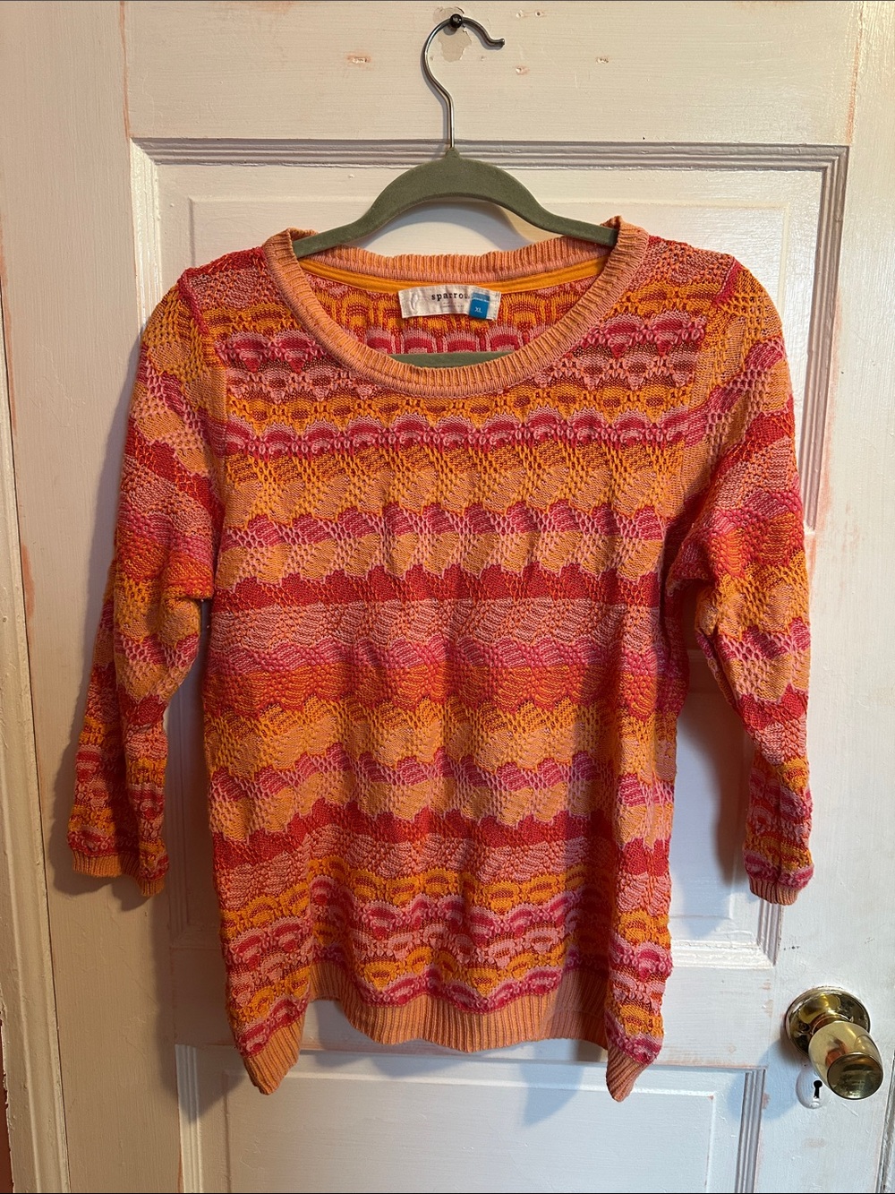sparrow Colorblock Knit Sweater — Coral, Pink & Orange